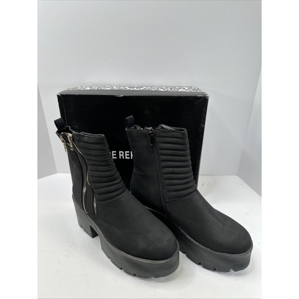 Women's Platform Ankle Boots Side Zip 3" Heel 2" Platform Club Goth Size 10 NIB‎